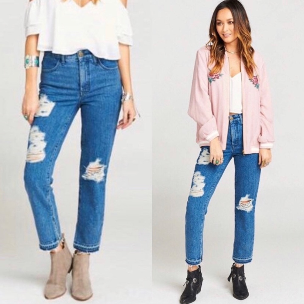 Show Me Your Mumu Brooklyn High Waist Jeans Sapphire Wash Denim